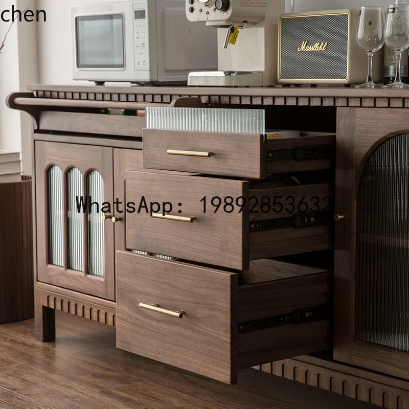 

dining side cabinet, all solid wood retro style, integrated storage cabinet against the wall, large-capacity locker