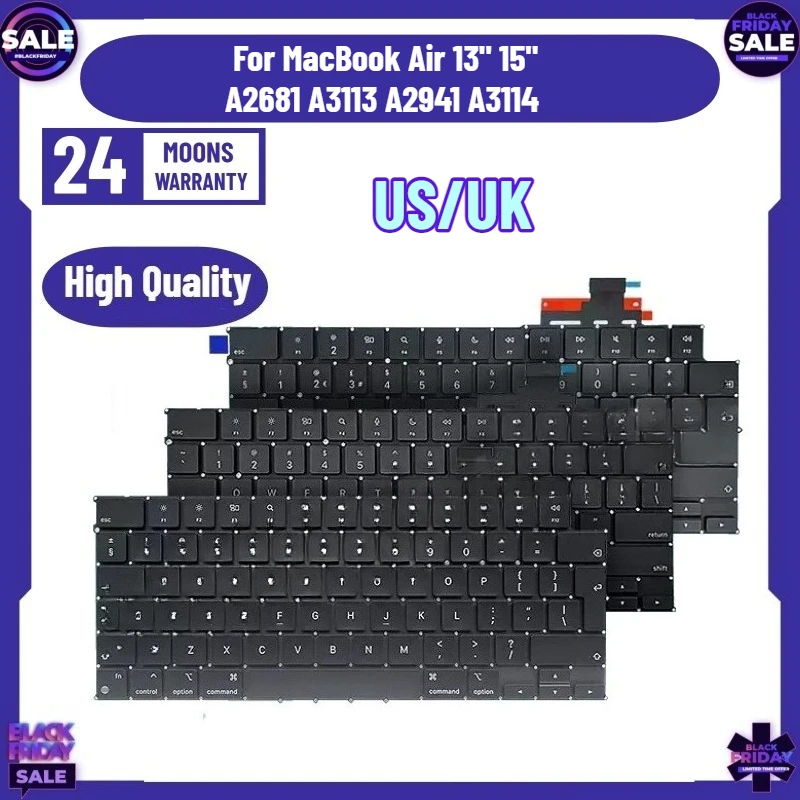 

New Laptop Keyboard for MacBook Air 13" 15" A2681 A3113 A2941 A3114 US UK English Built in Single Keyboard