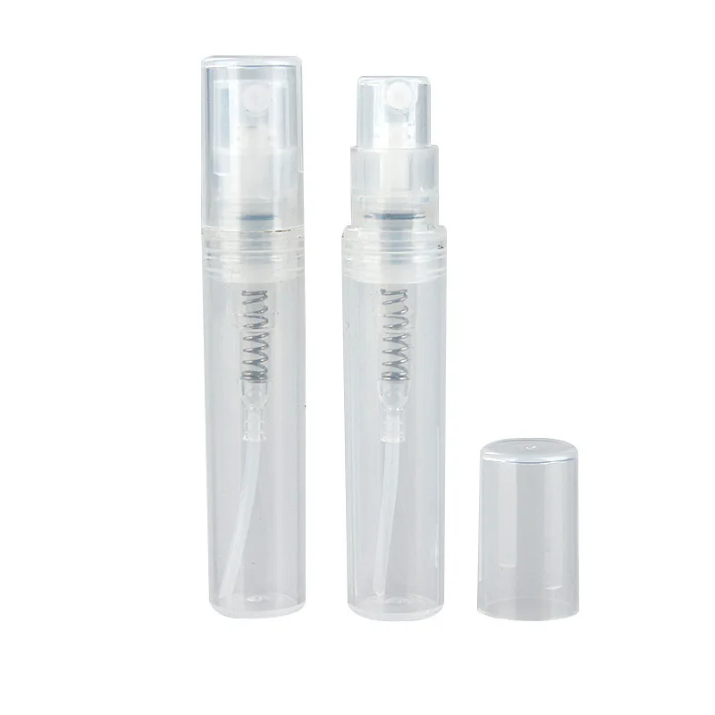 100/200PCS 2/3/5ML Kunststoff Spray Flasche Zerstäuber Parfüm Flaschen Spray Flüssigkeit Container Kleine kosmetische Verpackung mit Spritze