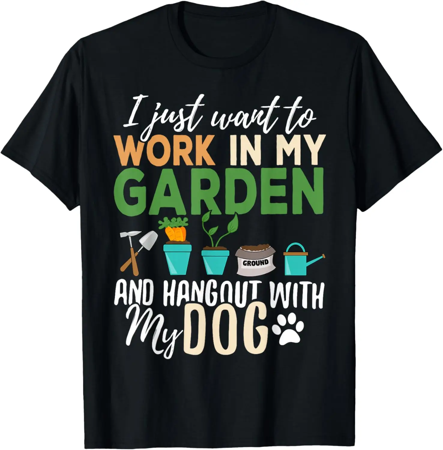 Gardening Dog Lover Gardener Garden Pet Plants T-Shirt 100% Cotton Trendy Y2K Short-Sleeve Tee-Soft, Quick-Drying,