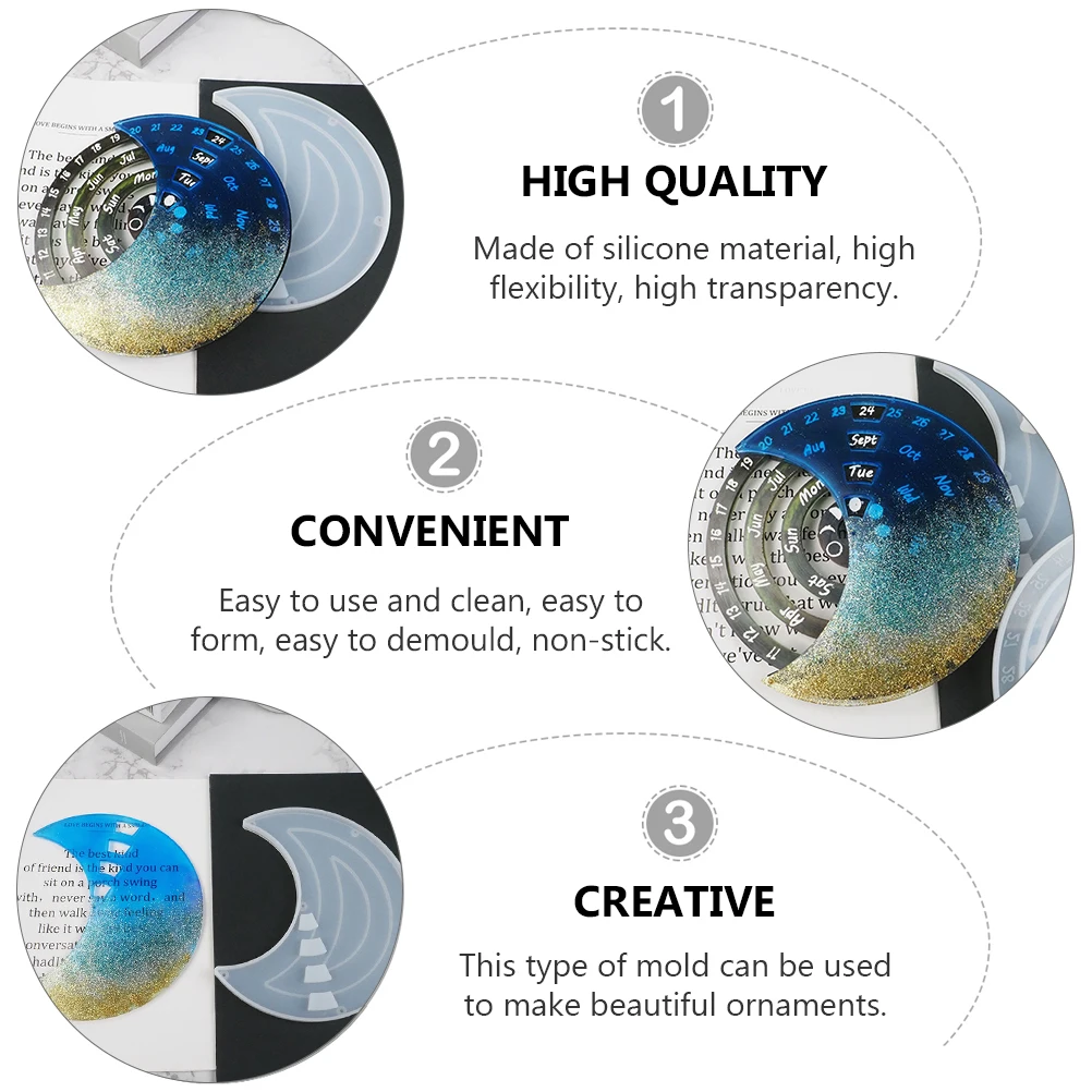 

3Pcs Silicone Molds Decorative Spinner Hanging Drop Adornment Epoxy Resin DIY Jewelry Accessories Gifts Calendar Mold