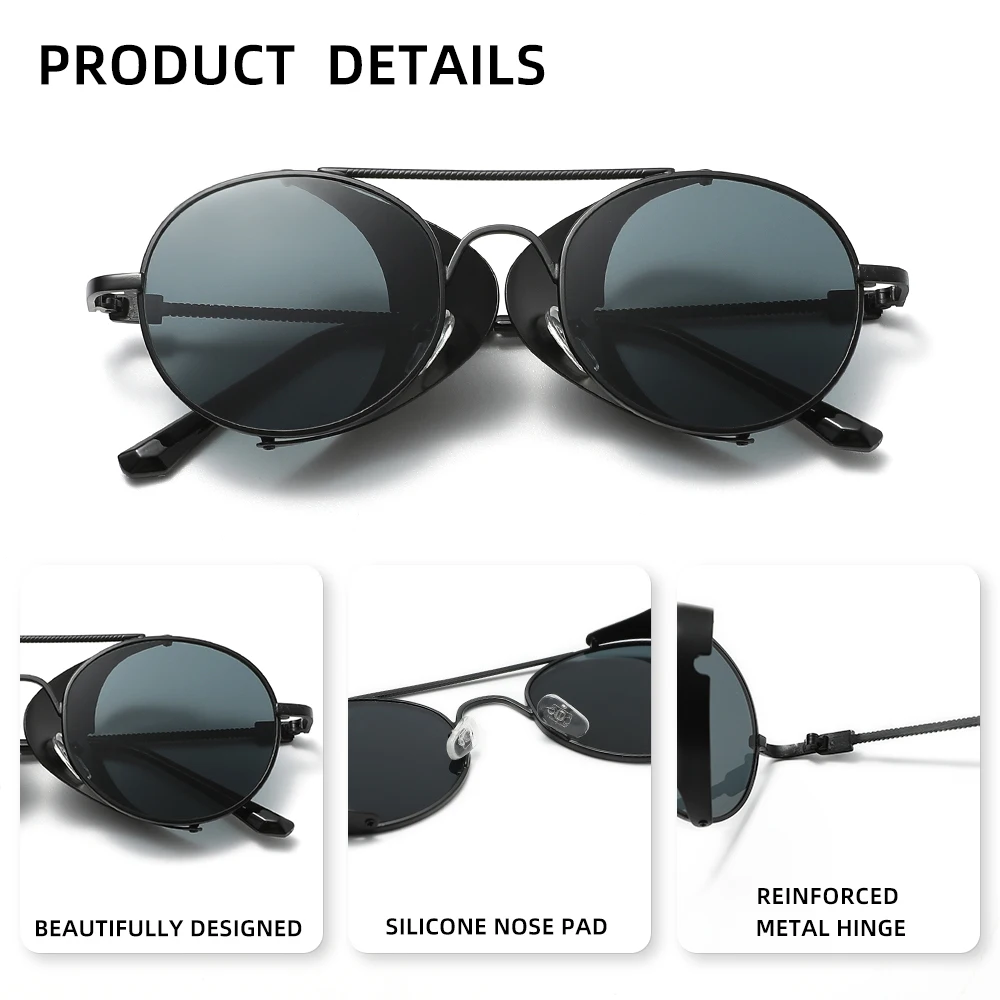 WIMN Hohe Qualität Vintage Design Punk Runde Rahmen UV400 Shades Brillen Für Männer Frauen Fahren Im Freien Gläser – Detail 2