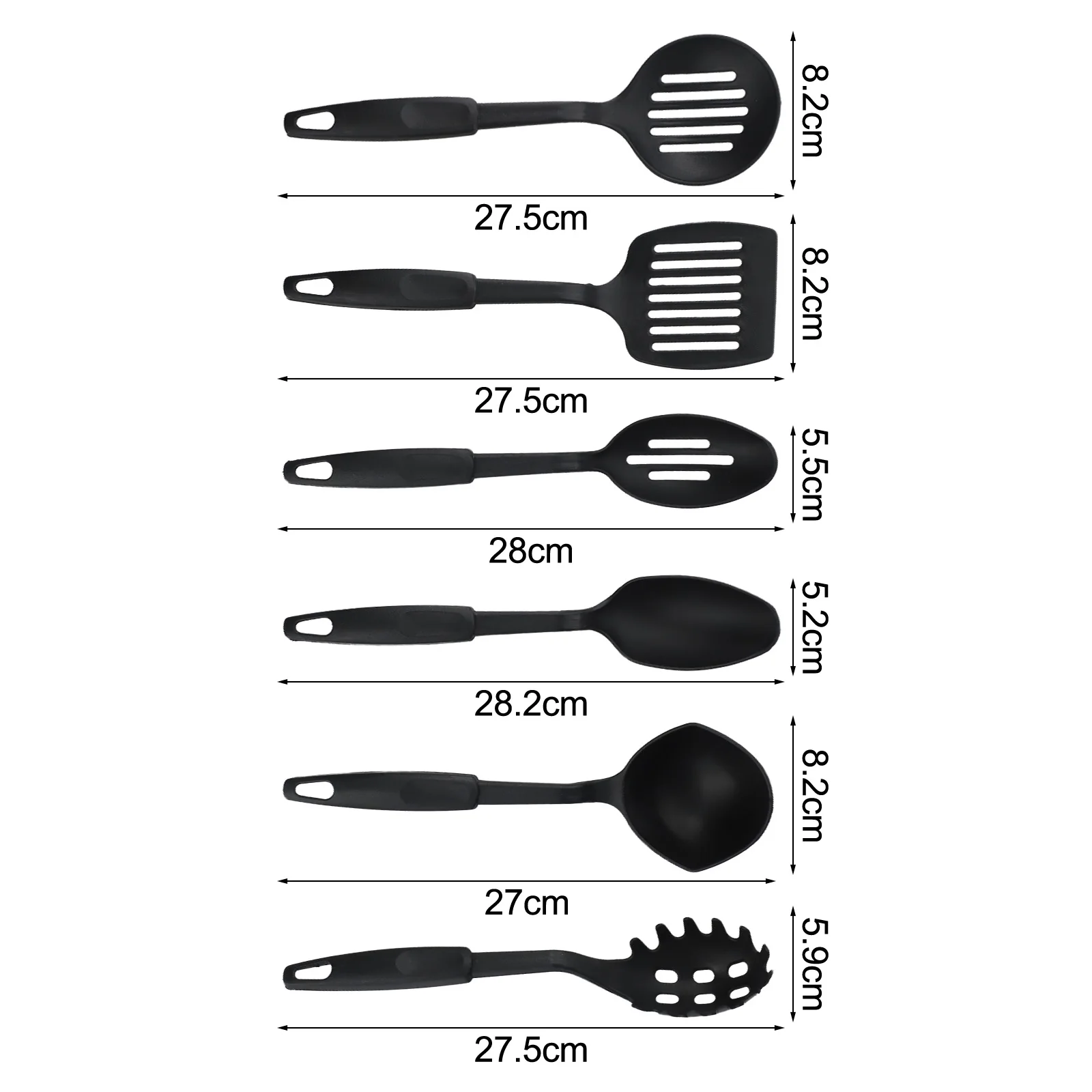Nylon Cooking Utensils 6 Piece Set Heat Resistant For Baking Frying Stirring Serving And Pancake Turning Non-Scratch On Cookware