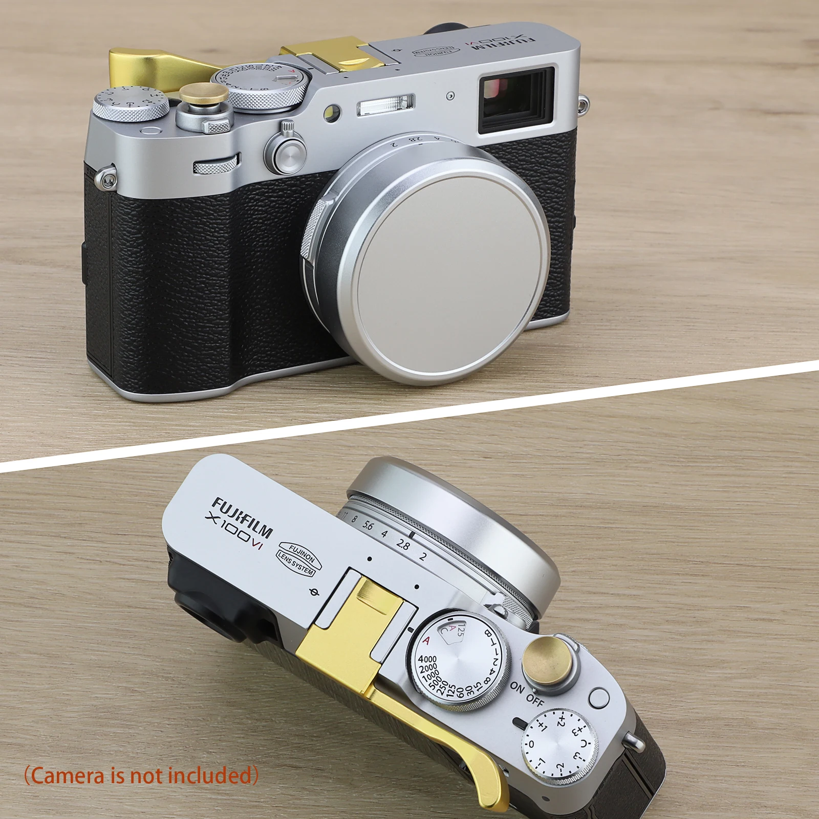 Haoge Cap-X54W Metal Lens Cap for Fujifilm Fuji X100VI X100V Camera Silver Compatible With Haoge LH-X54W Lens Hood