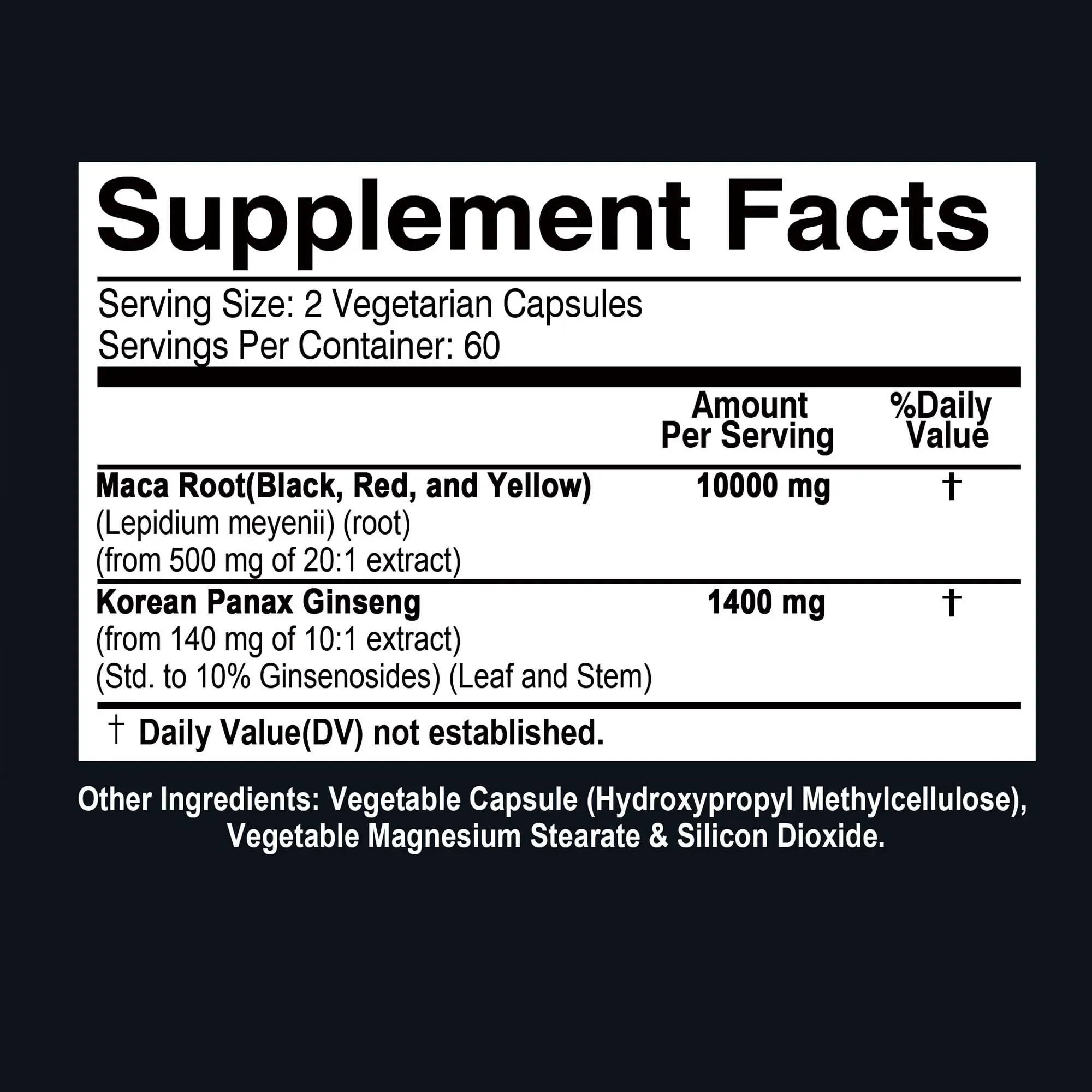 كبسولات الجينسنغ ماكا - تدعم صحة الرجال الطبيعية وتعزيز الطاقة والأداء والتحمل - 120 كبسولة