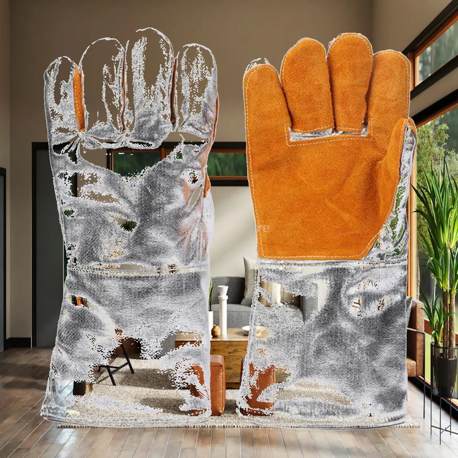 Heat Insulation Gloves Aluminum Foil for Welding High Temp Resistant Industrial Cast Iron Barbecue Multifunctional Kitchen Work