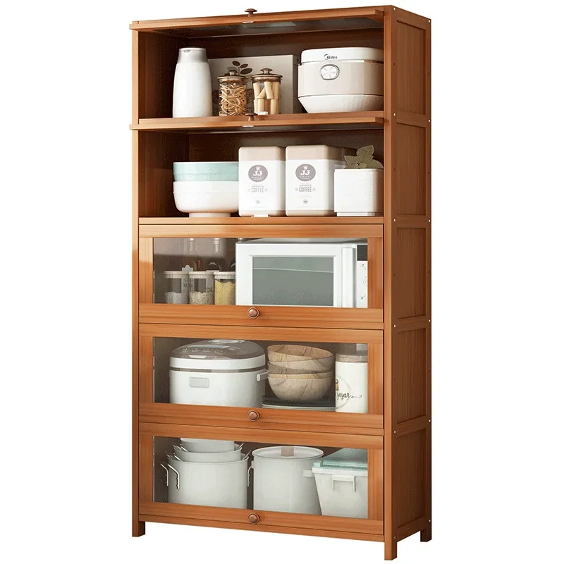 

Kitchen Shelves with Doors Household Floor-to-Floor Multifunctional Cabinets Oven Microwave Oven Shelves Storage Cabinets