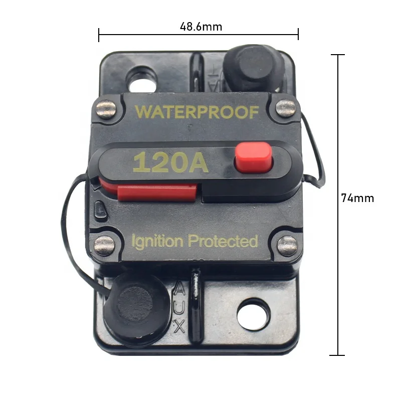 50A 80A 100A 120A 130A 150A 175A 200A  12V 48VDC  Overload protector  Fuse For Auto Cars Marine Waterproof Reset Circuit Breaker