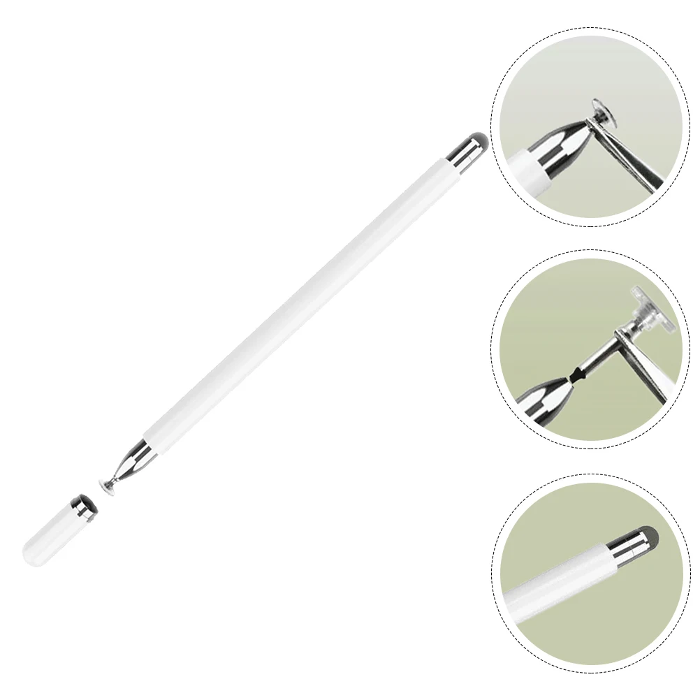 

1pc Dual-end Capacitive Stylus Pen for Smartphone Tablet Stainless Steel Alloy White Smooth Writing Touch Screen Compatible