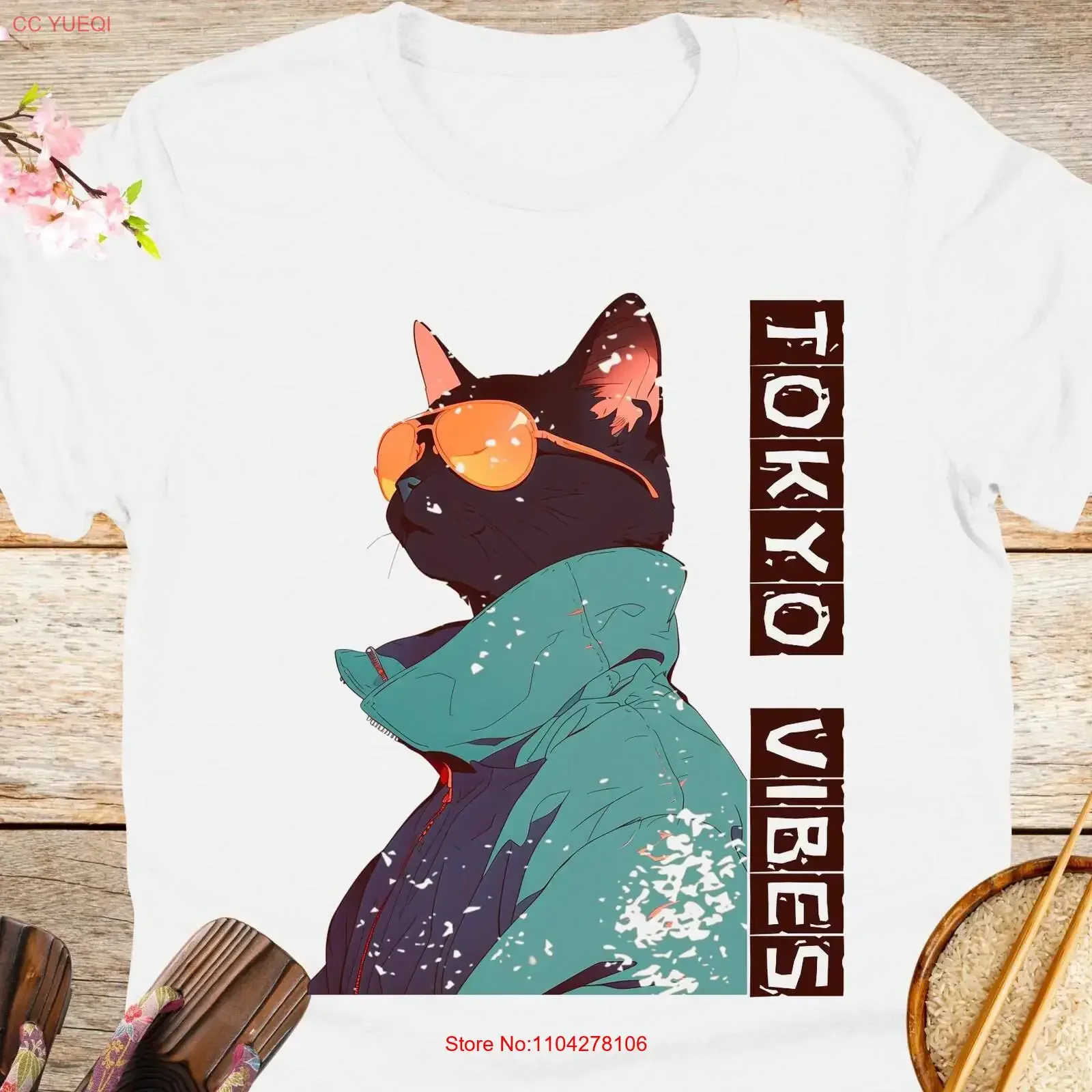 Tokyo Vibes Anime Cat Inspired T Shirt For Her Him Japanese 03082501 vintage Washed Top For Everyday Wear Unisex Slightly