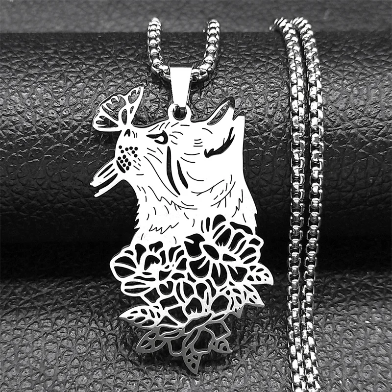 

2024 Trend Butterfly Flower Cat Kitty Necklace for Women Men Stainless Steel Silver Color Animal Chain Neckalces Jewelry collar