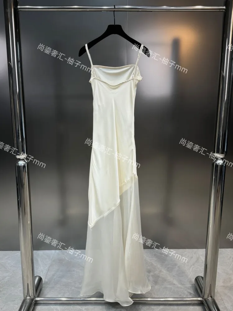 [ZOCI] Netizen Pomelo Fine Shoulder Strap Adjustable Bottom Splicing Fish Tail Waist Pure Desire Style Dress Trend