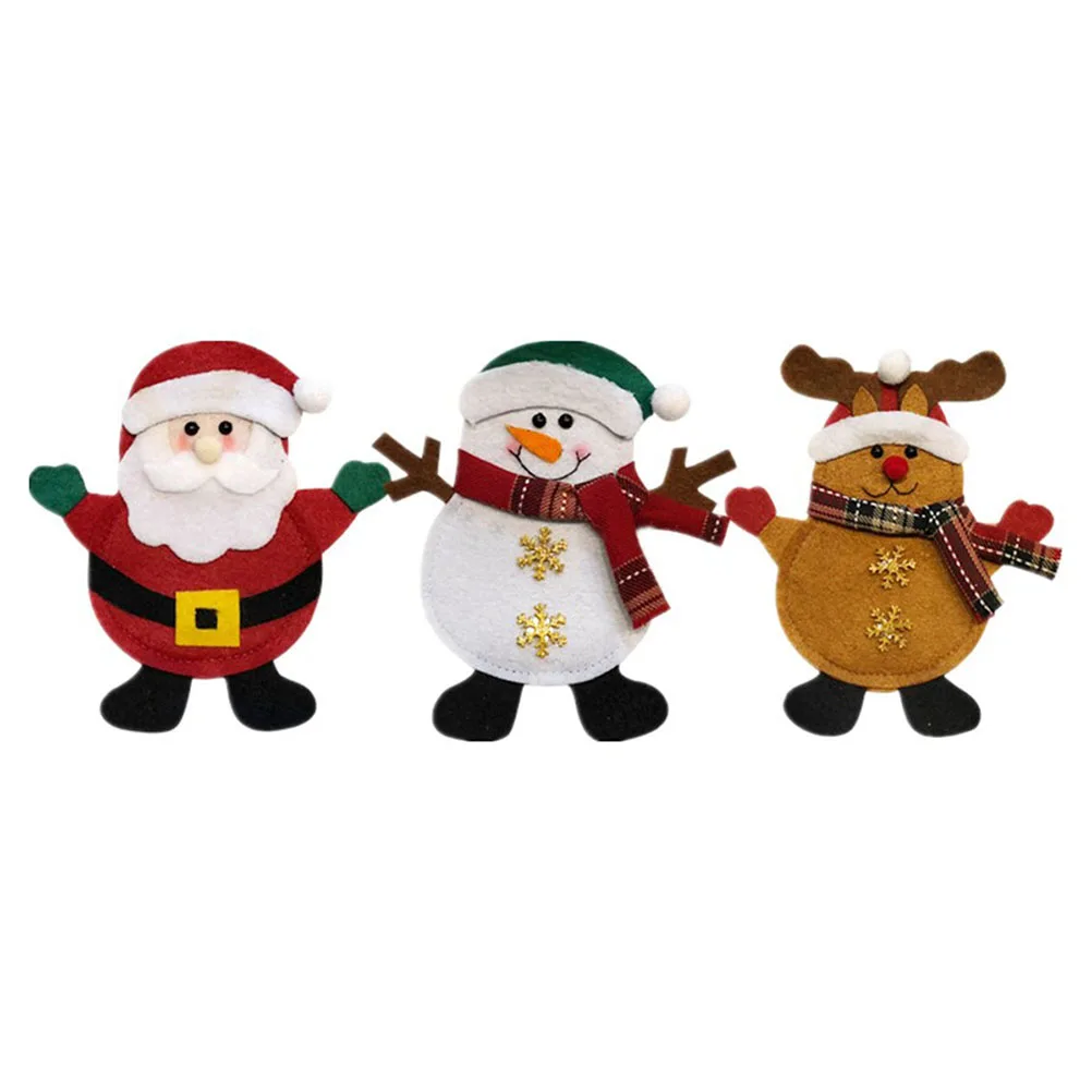 

3Pcs Christmas Cutlery Bag Set Premium Reusable Non-Fading Cutter Fork Holder Rich Colorful Holiday Tableware Pockets for Dinner