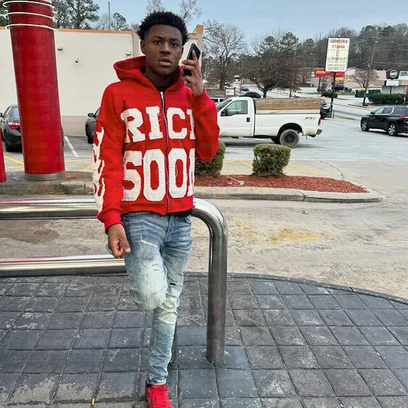 معطف أنيق للرجال من Rich Soon Y2K Goth Harajuku سترة فضفاضة غير رسمية للزوجين ملابس خروج جديدة سترات مطرزة بأحرف أبجدية عتيقة