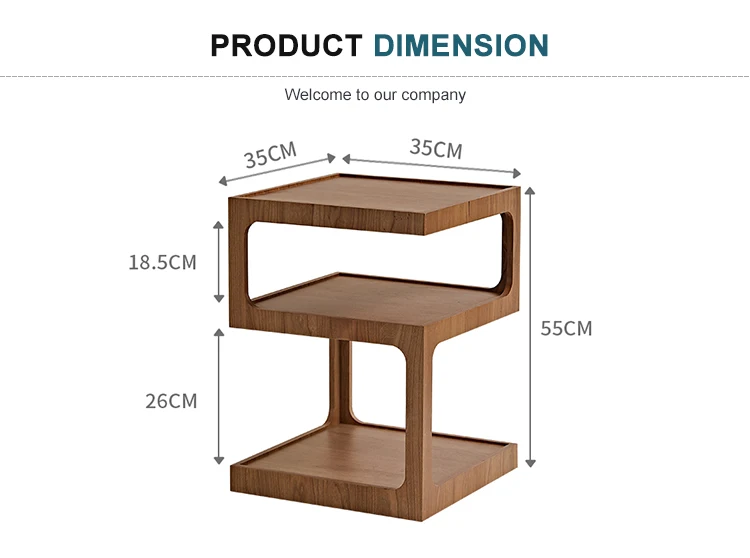 Modern Living Room End Table 2-tier Solid Wood Coffee Snack Side Table Bedside Tray Table With Wheels