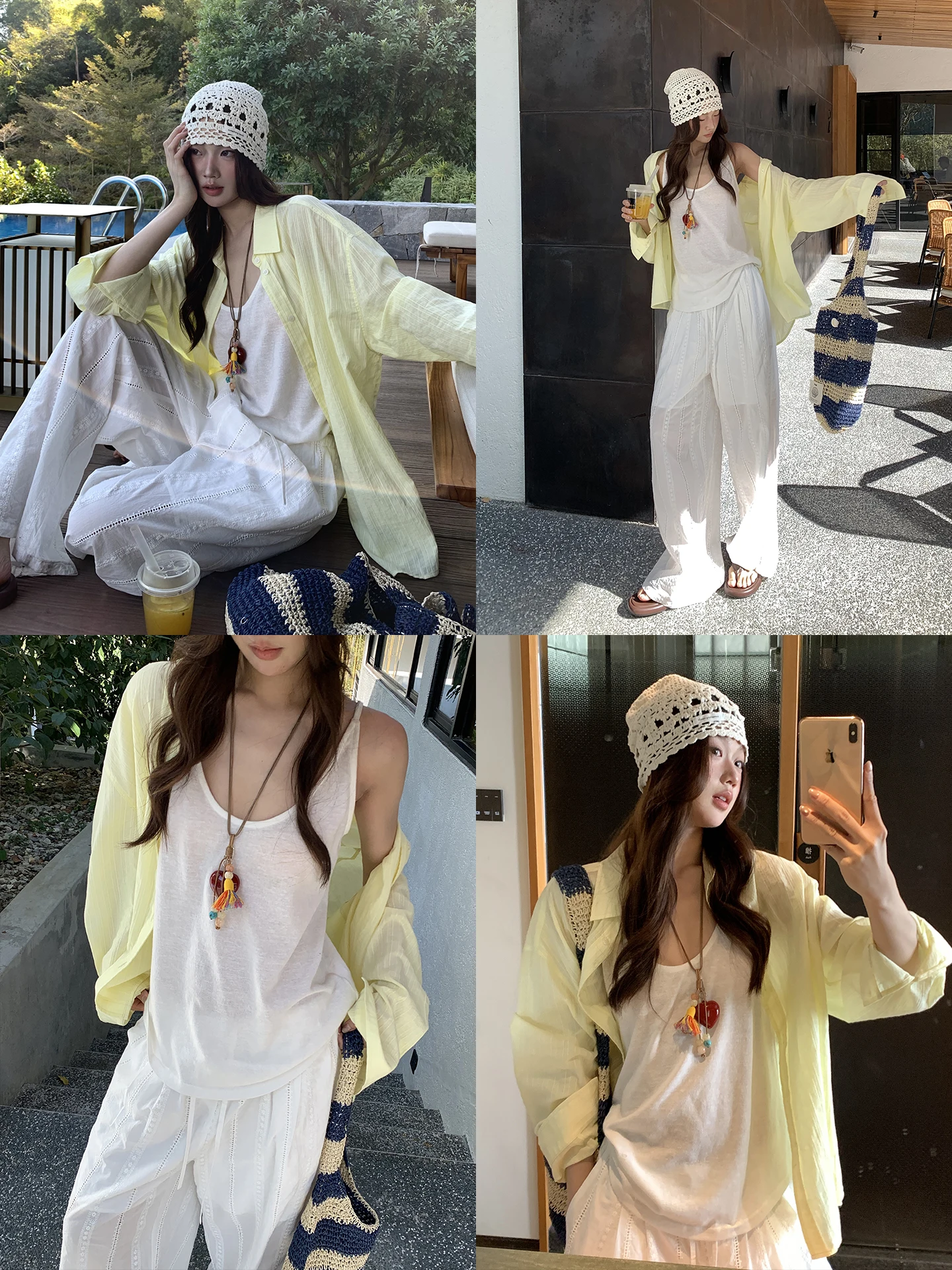 

Sun Protection Yellow Long Sve Women's irt 2026 New Summer Outerwear Simple Commute Sle Cotton Straight Cut Top