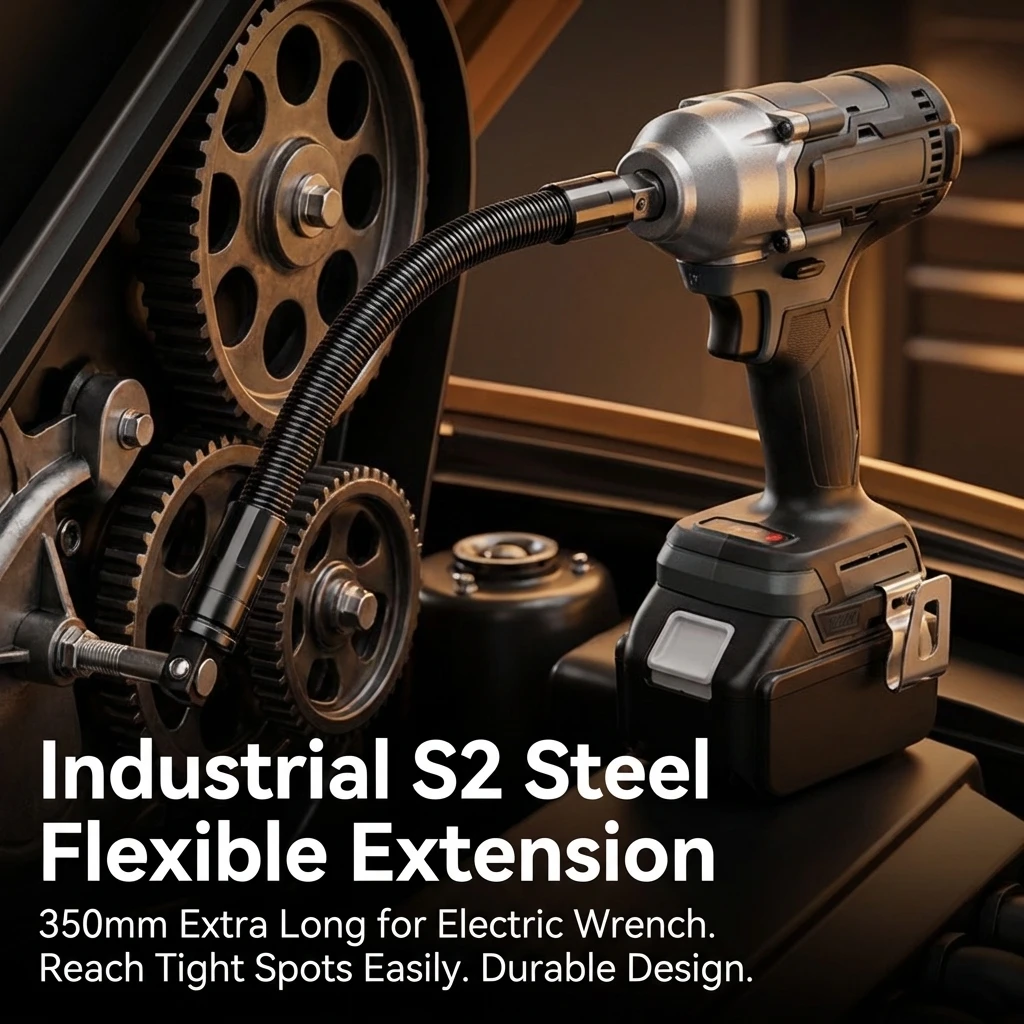 S2 Chrom-Vanadium Flexibler Verlängerungsstab 350mm 1/2 Zoll Antrieb mit Kugelverschluss, für Schlagschrauber Ratsche Auto-Reparatur Profis