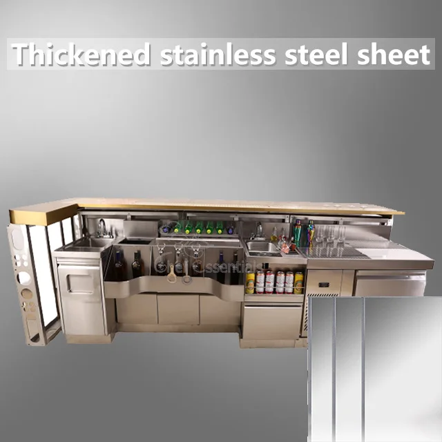 Custom Bar Equipment Milk Tea Shop Working Table Bubble Tea Stainless Steel Prep Table Work Bench Single-Temperature 220V