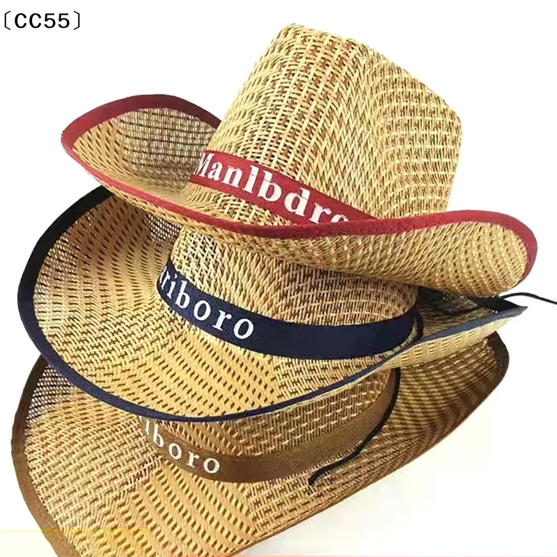 Straw Hat Western Cowboy Sle Outdoor Summer Beach Fishing Sun Protection Hat Unisex Ideal For Construction Sites〔CC55〕