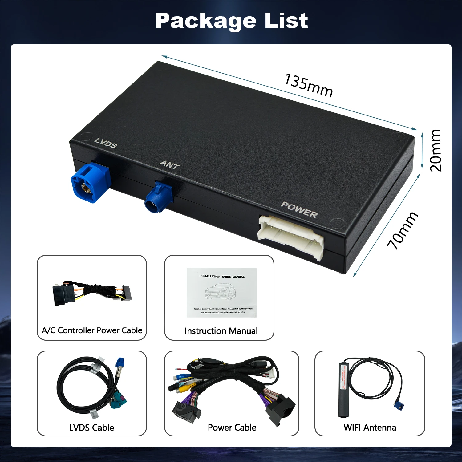 ترقية الشاشة الأصلية اللاسلكية Apple CarPlay Android لنظام MIB 2 & 3G MMI A4 A4L A5 Q5L #6