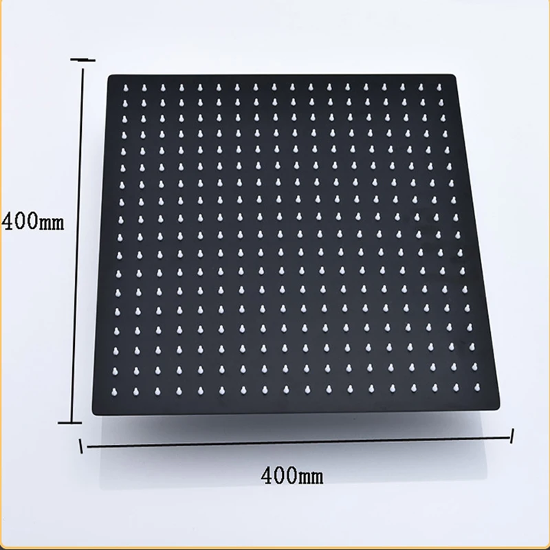 8/10/12 Inch Rainfall Shower Head Round Square Stainless Steel ABS Rain Shower Head Pressurized Big Overhead Shower Black