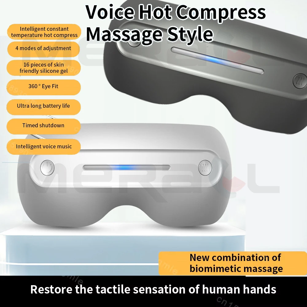 Electric Eye Massager Vibration Therapy Air Pressure Heating Massage Relax Health Care Fatigue Stress Bluetooth Music Foldable