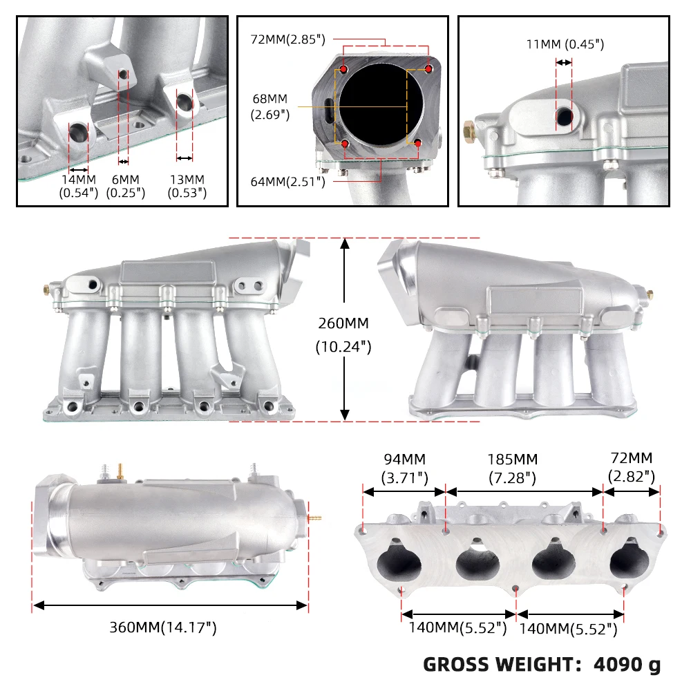 RASTP-New Ultra Street Series Engines Intake Manifold For Honda K20A/A2/A3 K24 RS-CR1849