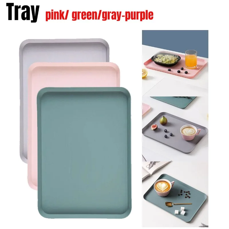 

Restaurant Plastic Serving Tray Home Tea Fruit Dessert Tray Anti-Slip Resistant Food Cooking Storage Tray Kitchen Organizer