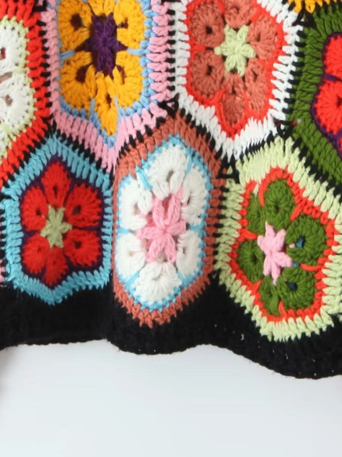 

Retro Thai Handmade Knitted Sweater One oulder Hook Flower Bubble Sve Large Flower Photoaphy Sweater Autumn Winter Wom...