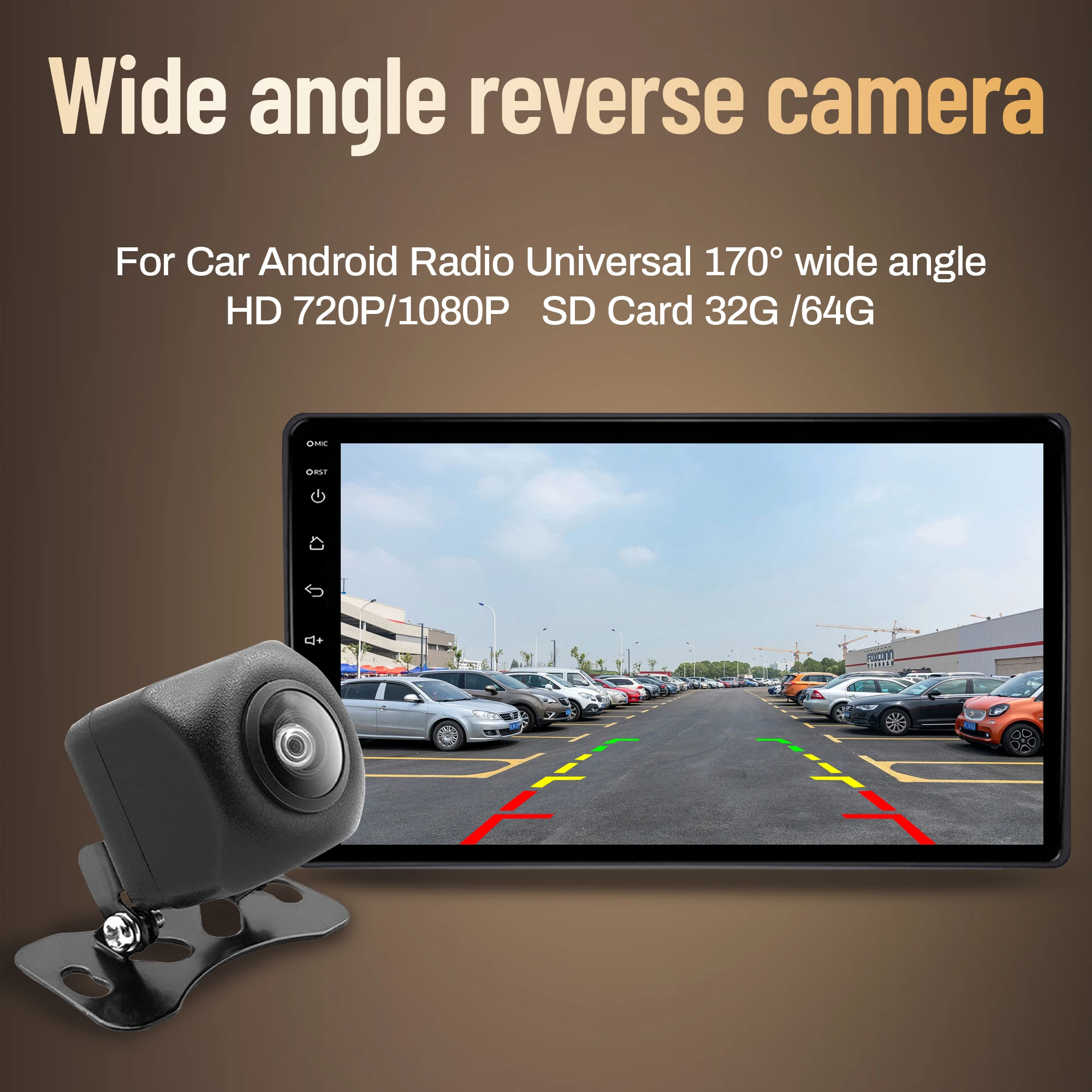 

Для входа 4G LTE или AHD Android Raido, водонепроницаемый экран AHD 170 ° Автомобильная камера с объективом «рыбий глаз» ночного видения HD автомобильная камера заднего вида