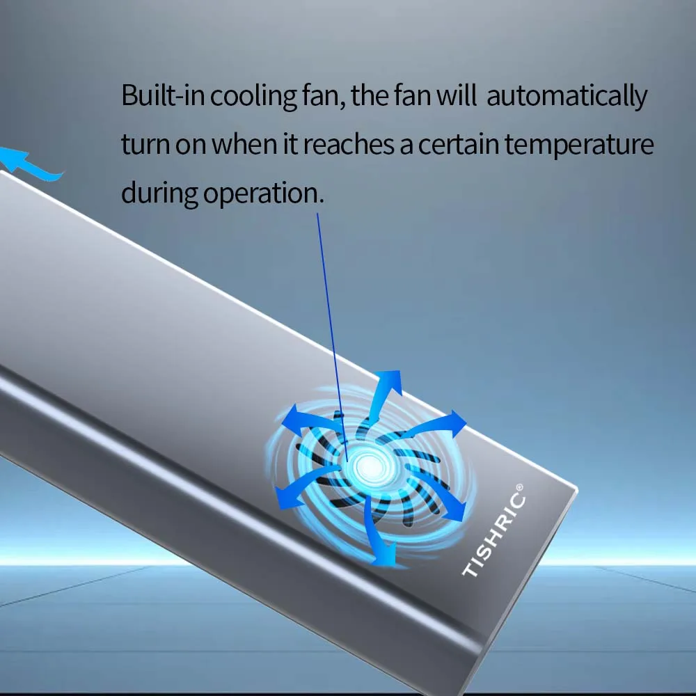 TISHRIC 10Gbps/20Gbps M.2 M/B+M-Key SSD M2 NVME External Hard Drive Enclosure Single/Dual Protocol With Cooling Fan For Gaming