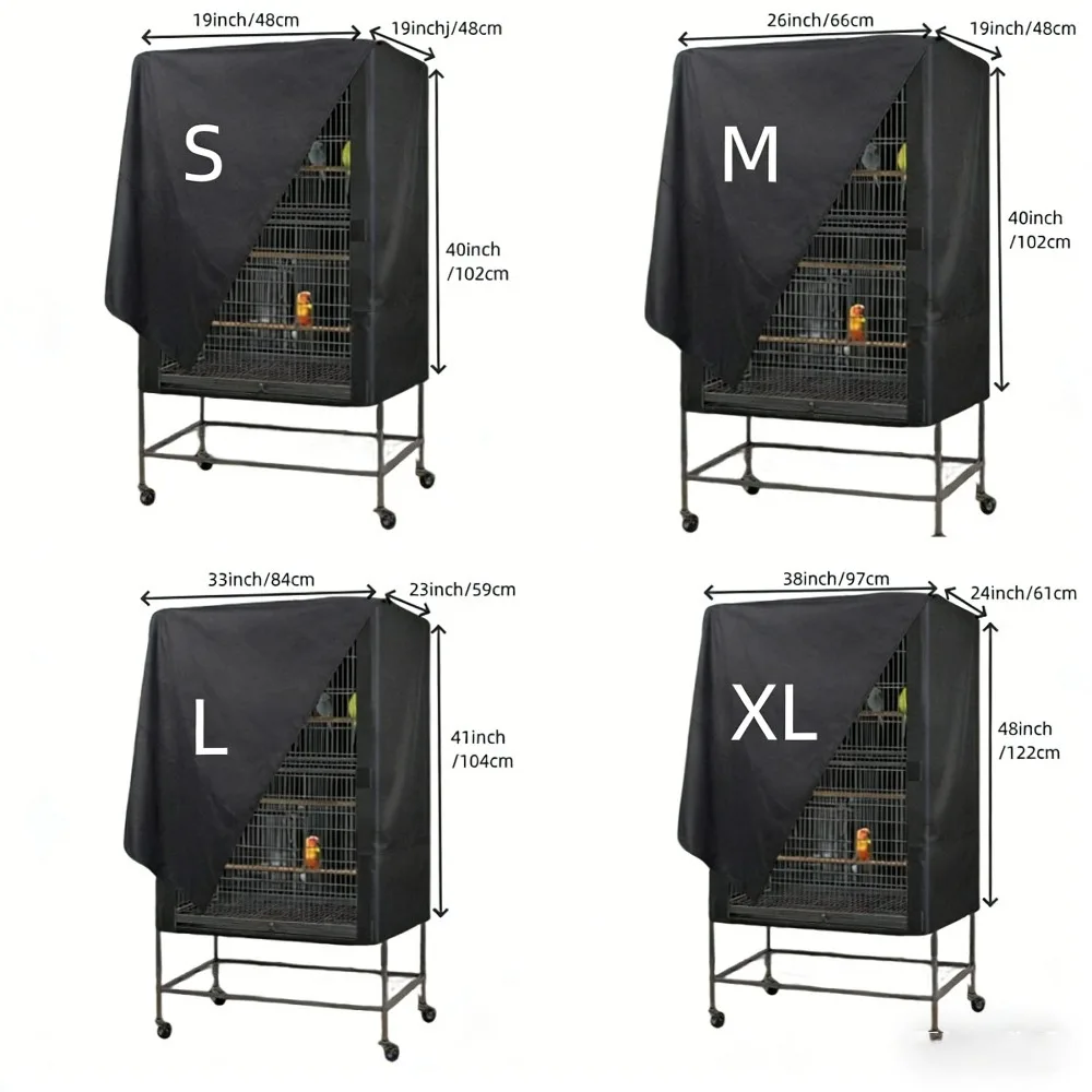 غطاء قفص الطيور من قماش أكسفورد - حجب الضوء، جيد التهوية، مقاوم للماء والغبار، غطاء واقٍ لقفص الطيور للحيوانات الأليفة الليلي