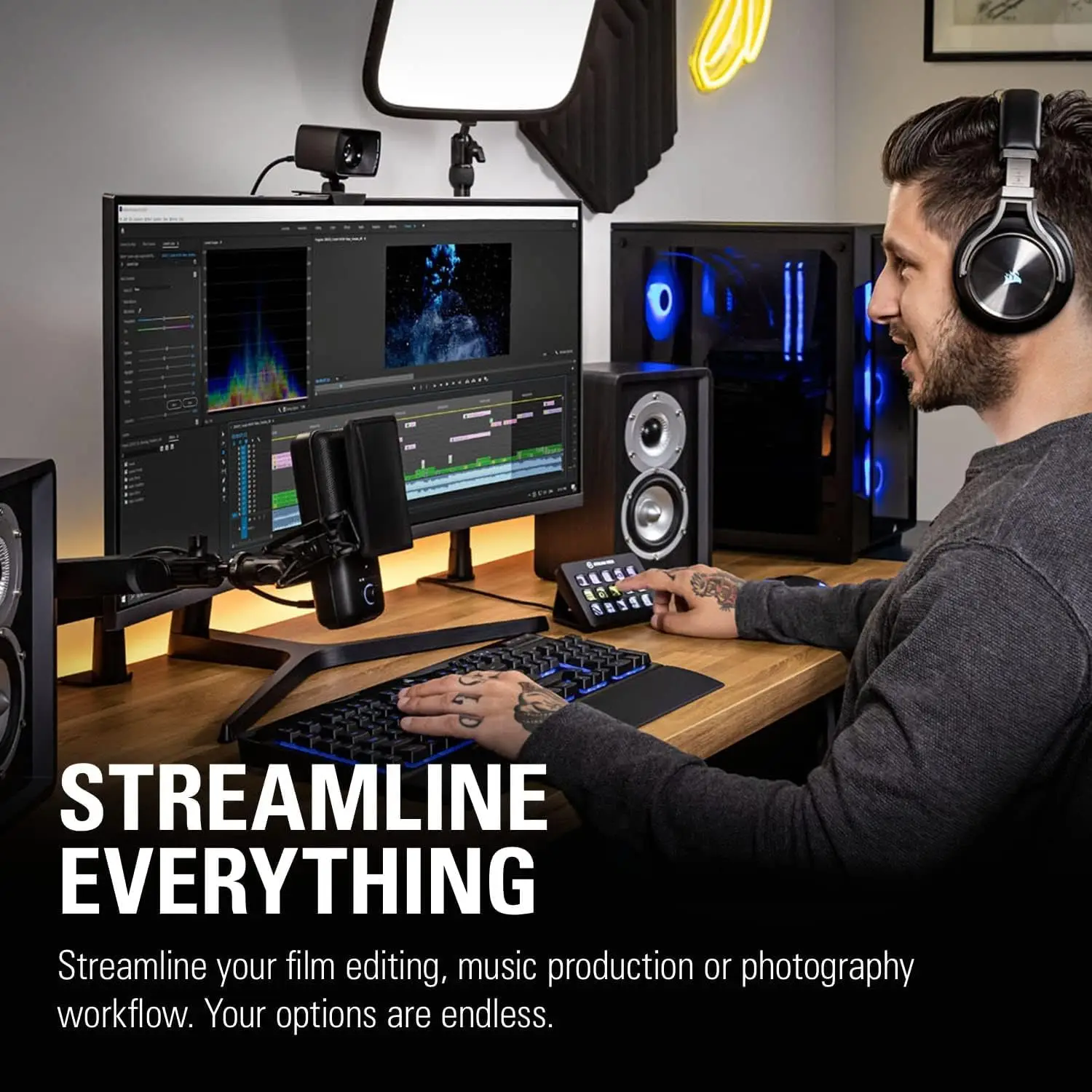 وحدة تحكم Elgato Stream Deck MK.2 Studio 15 مفتاحًا ماكروًا تعمل في التطبيقات والبرمجيات مثل OBS تعمل مع Mac والكمبيوتر الشخصي