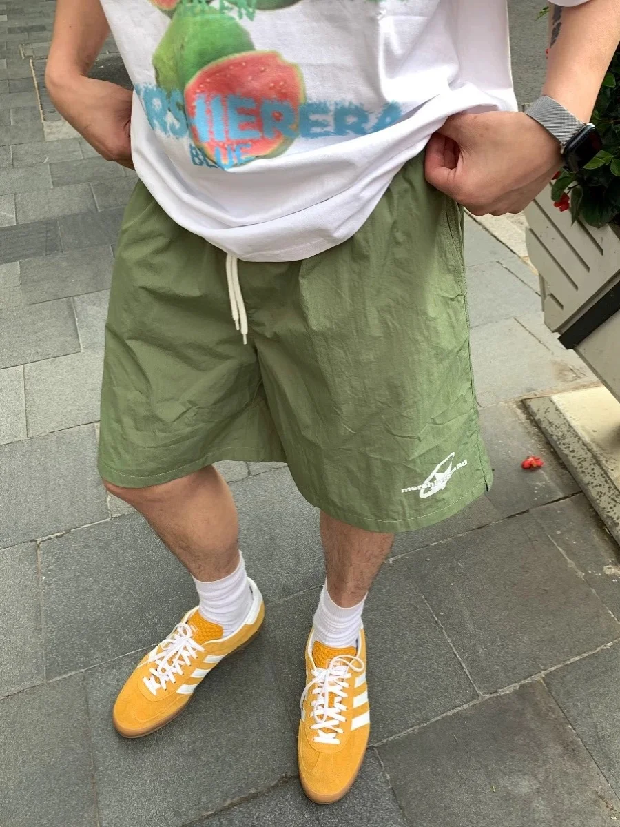 

Qui Dry American Street Sle Dopane orts Men's Summer Versatile Casual Print Couple Thin Sport Five-Quarter Pants