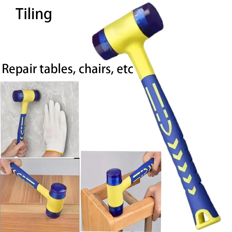 2025 جديد 25/35/45 مللي متر مزدوج الرأس متعدد الوظائف مزدوج الوجه لمسة ناعمة المطاط المطرقة الأسود البلاستيك المغلفة قبضة DIY بها بنفسك أداة اليد