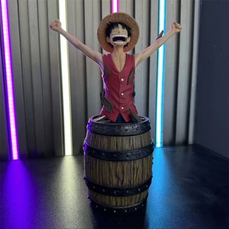 

Genuine One Piece Day Marvel Debut Luffy Broken Wine Barrel Luffy Hand Do Statue Resin Gk Tabletop Decoration To A Friend Funny