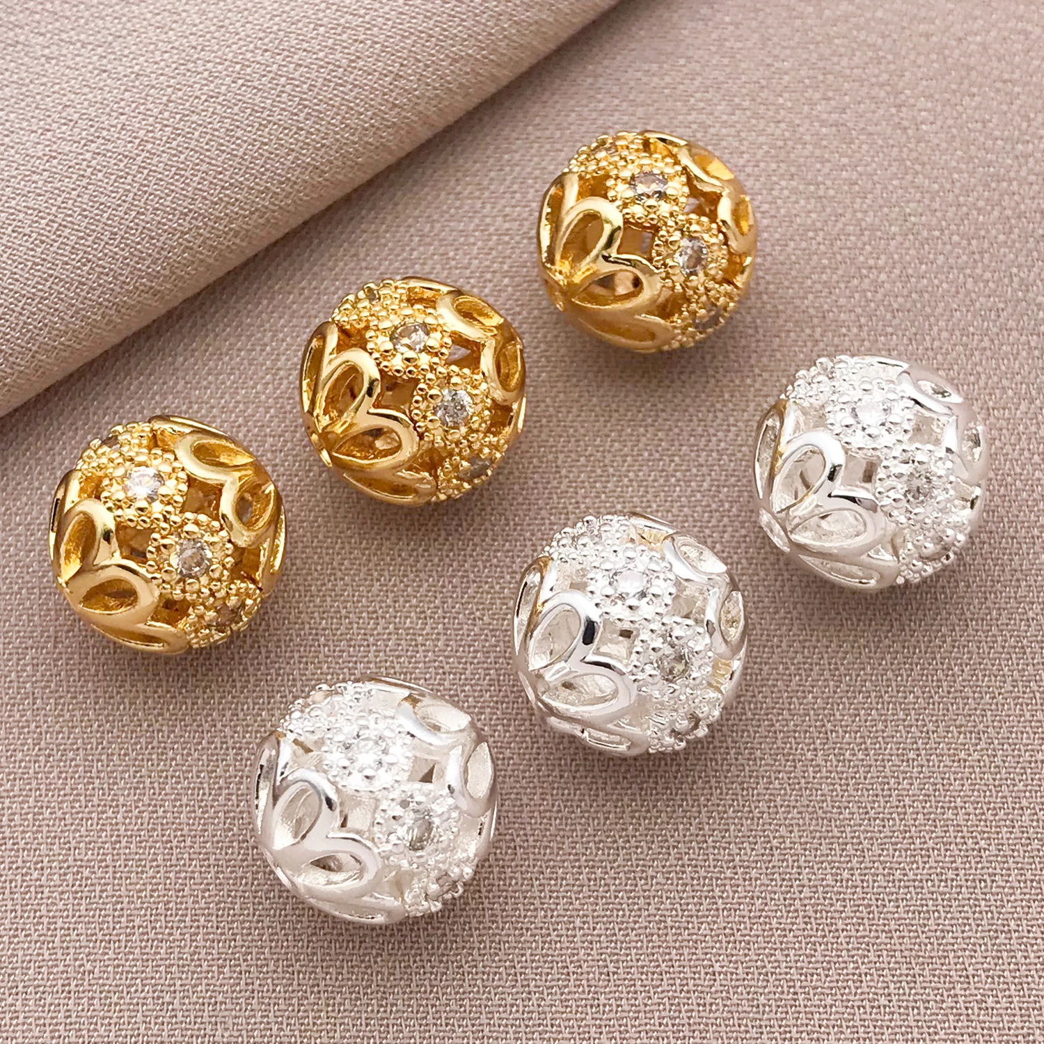 2/4/6pcs/lot 2025 NEW Shining brightly 6/8/10mm 18K Gold-plated High Quality Brass Zircon Bracelets Jewelry Making  Accessories