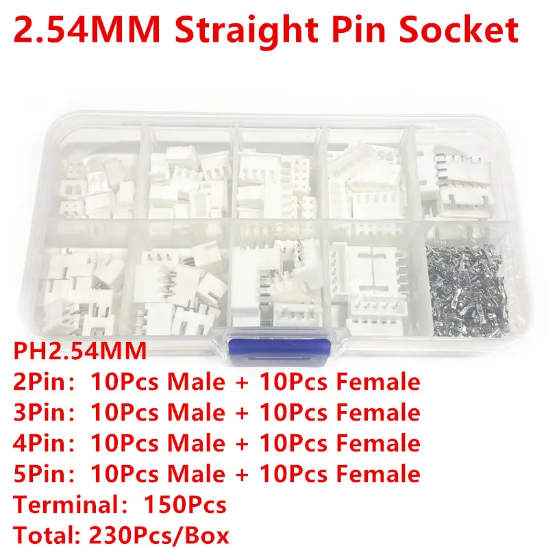 230/250PCS XH2.54 PH2.0 2P 3P 4P 5P 6P 7P 8P 9P 10Pin 2.54mm 2.0mm Pitch Terminal Kit Housing Pin Header JST Connector