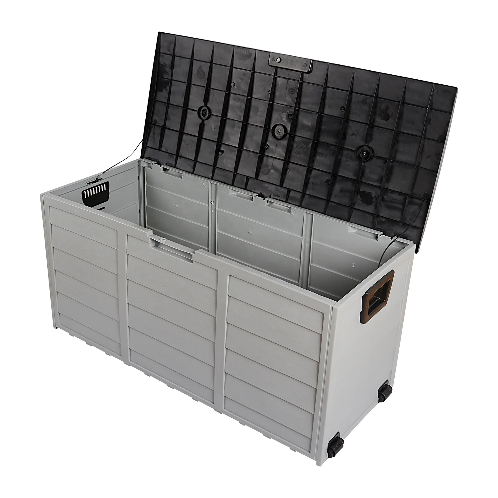 China Export Outdoor Garden Storage Deck Box Rectangle Plastic Injection for Tools Toys Lockable Seat 75gal Capacity