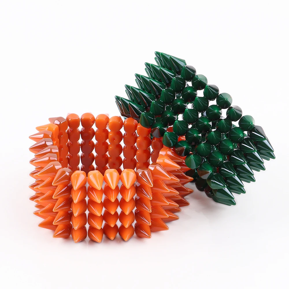 FishSheep Trendy Big Acrylic Wide Spike Bracelets for Women Rock Punk Stretched Rivets Large Cuff Bracelet Bangles Accessories