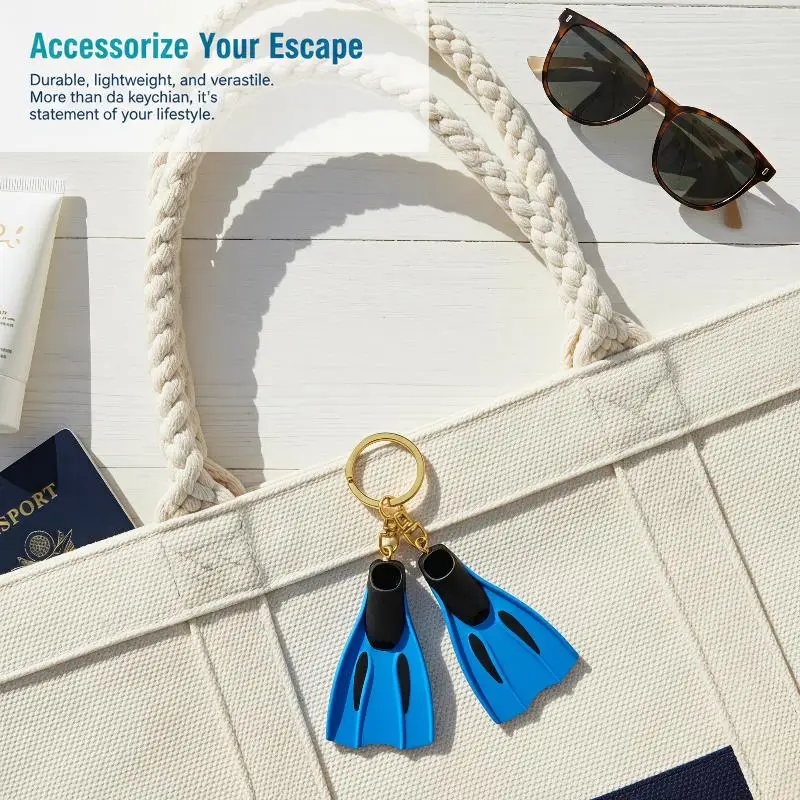 1 Stück 3D-gedruckter Mini-Tauchflossen-Schlüsselanhänger, Taucher-Geschenk, Neuheit für Sommer, Strand, Schwimmen, Anhänger für Taschen – Detail 8