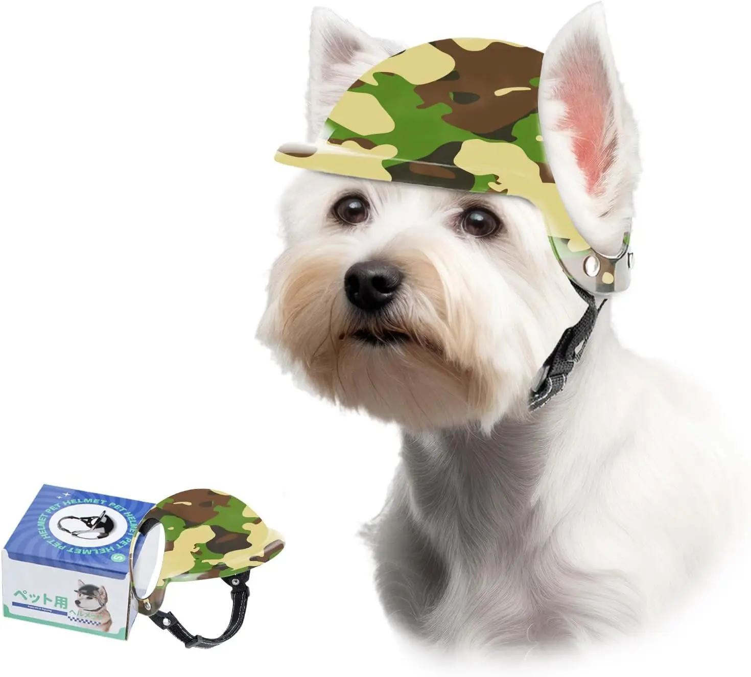 Dog Helmet for Small to medium Breed Hard Dog Hat with Ear Holes Dog Motorcycle Anti-Impact Head Protection Tactical Helmet camo