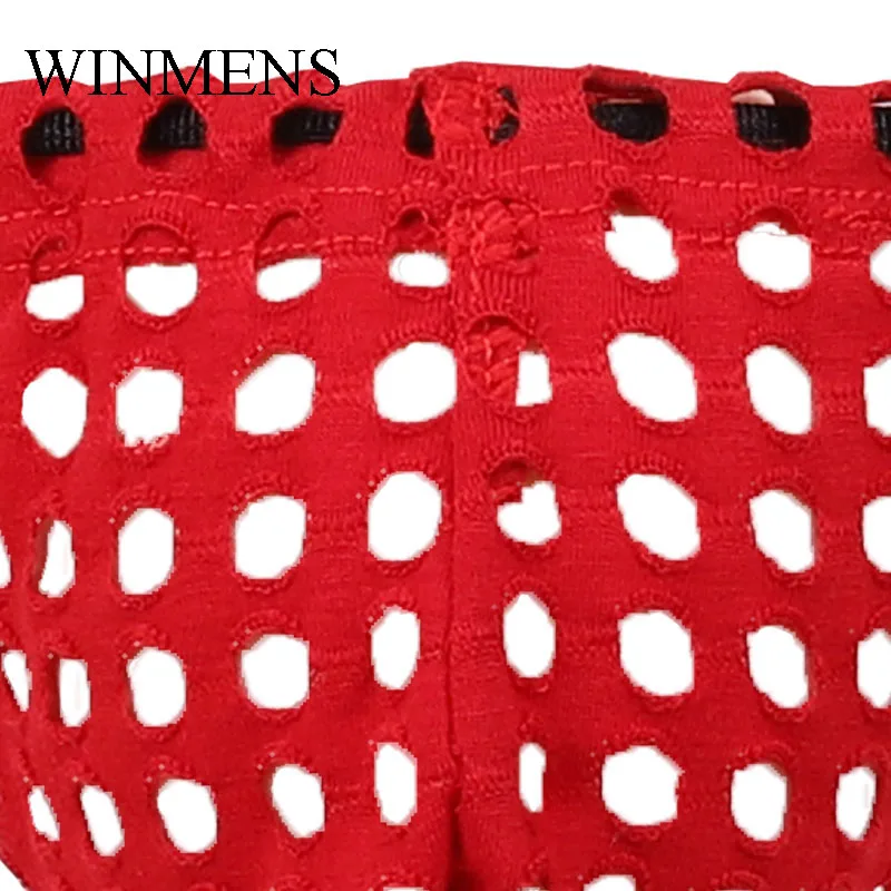 Gay Sissy Erotic Penis Pouch Sheer Cut-outs Fishnet Men's Dick Bag See Through Adult Private G Strings Underwear Mini Panties image 6