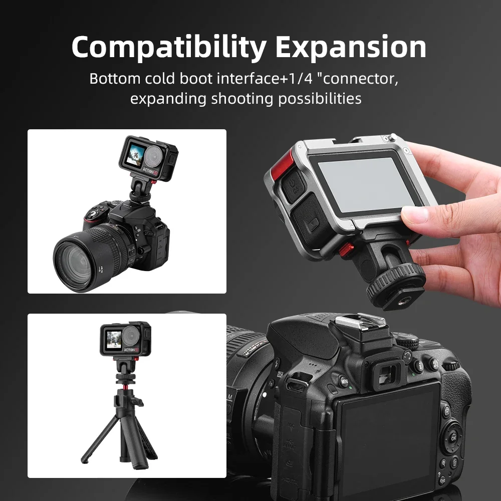 Base de liberação rápida flymile sapata fria para dji osmo action 5 pro/4/3 gimbal base de liberação rápida para acessório de montagem de remoção rápida