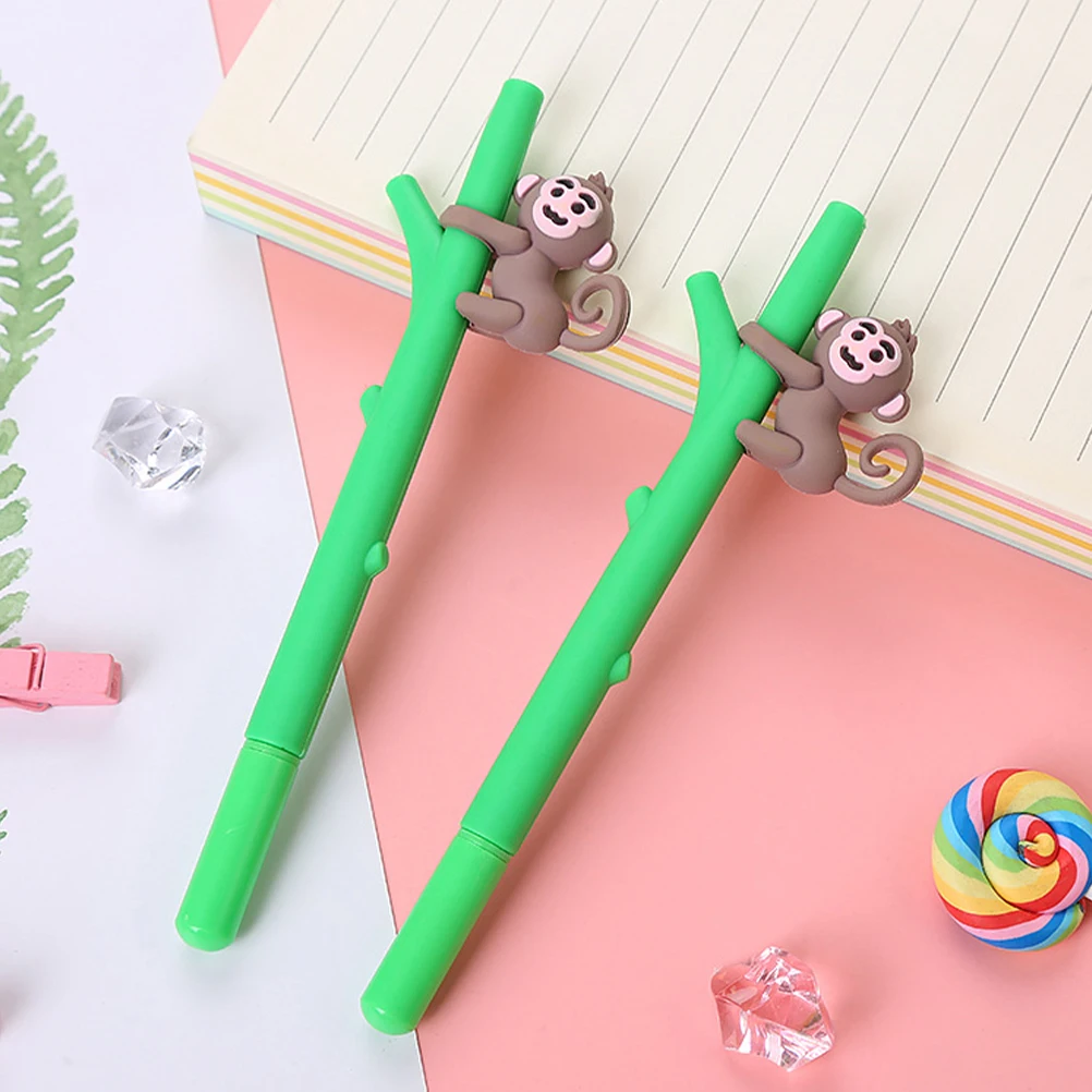 

6pcs Cute Monkey Gel Pens Smooth Writing s School Stationery Pens Ergonomic Design Cap Protection Long Lasting Ink