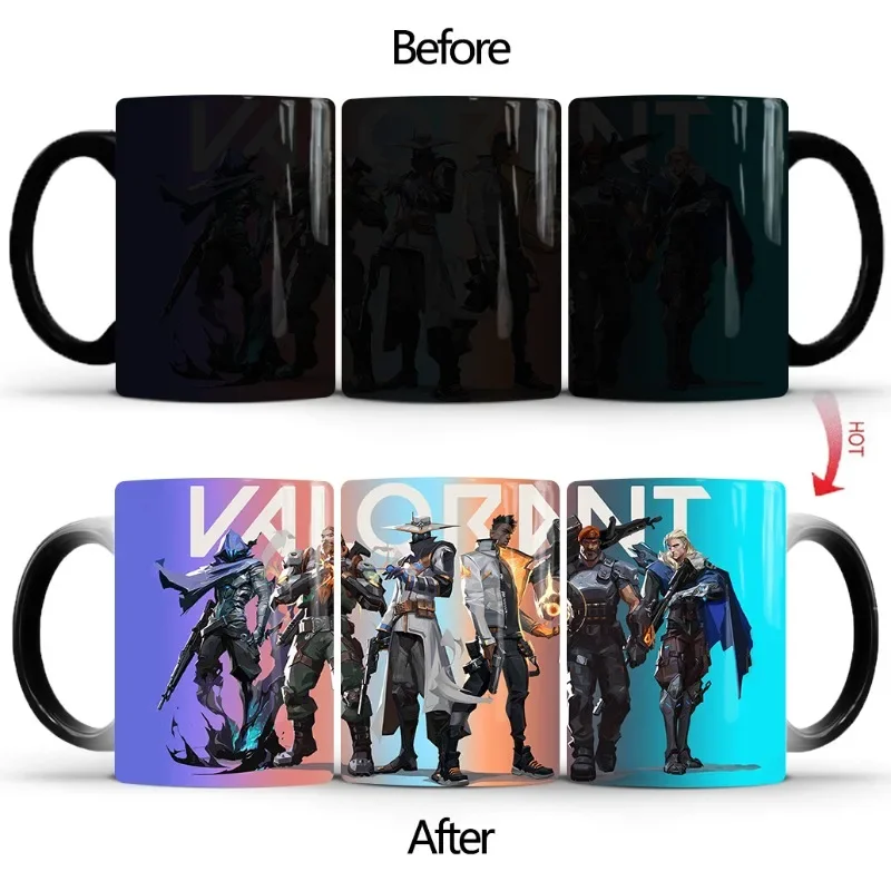 Cartoon Anime game VALORANT Color Changing mug ceramics Encountering hot display colors coffee cup student Christmas Gift