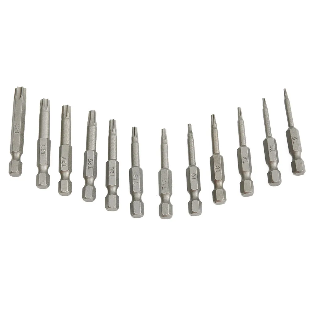 Affordable Torx Screwdriver Bits Set, 12Pcs 50mm Magnetic Hex Shank, T5 T40 Sizes, Suitable for Electric and Hand Screwdrivers