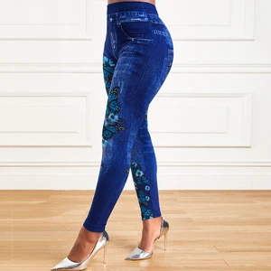 Frauen mit hochtaillen extragrade elastischen Leggings, Jeans mit Skiny Jeggings Look, bedruckte Bleistifthose, Frauenmodekleidung, Plus Size, 2023 10 Elastan -Hosen für Frauen der Frauen - №7