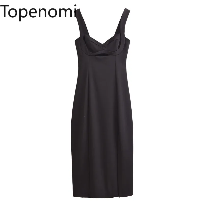 Topenomi temperamento vestido de festa feminino 2024 novo sem mangas cintura alta magro envolto meados de comprimento vestidos elegantes vestidos de noite