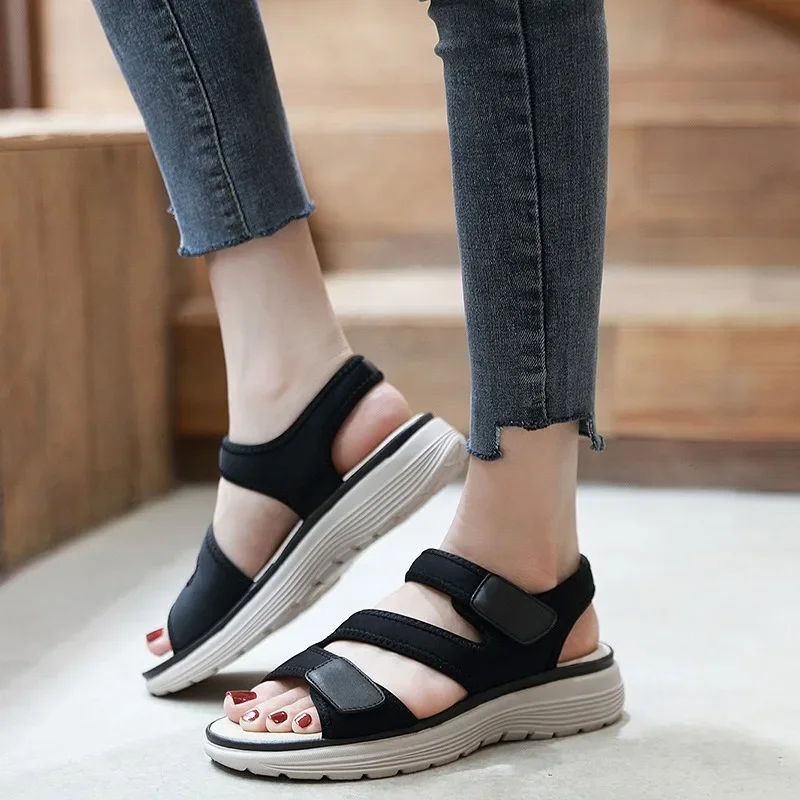 Summer Women 3.5cm Platform 4cm High Heels Concise Sandals Lady Soft Leather Sneaker High Heels Female Fashion Barefoot Shoes